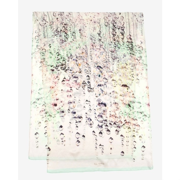 💕TED BAKER💕 100% Silk Crystal Droplets Scarf - Picture 6 of 8